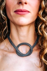 Image 1 of hand made crocheted silver necklace