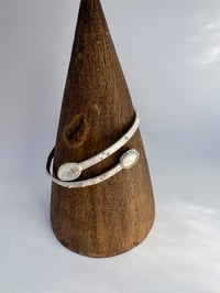 Image 1 of Textured silver bangle with Moonstones