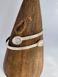 Image 3 of Textured silver bangle with Moonstones