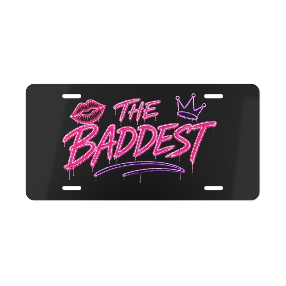 Image of Vanity Plate — "The Baddest" Neon Kiss License Plate