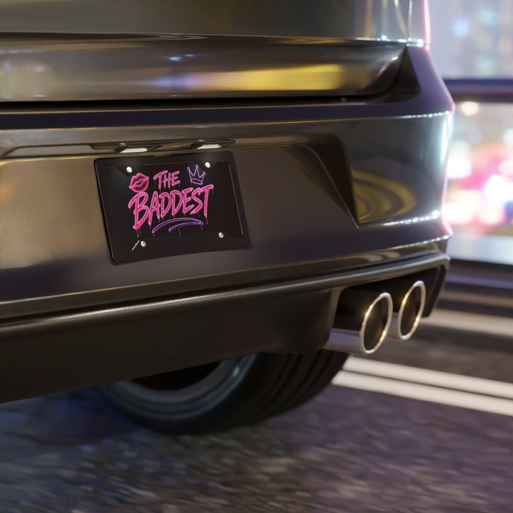 Image of Vanity Plate — "The Baddest" Neon Kiss License Plate