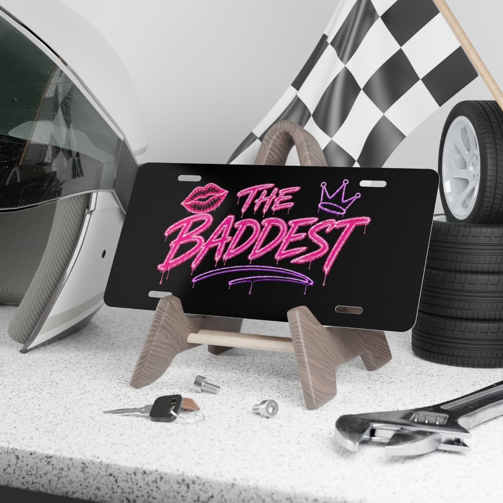 Image of Vanity Plate — "The Baddest" Neon Kiss License Plate