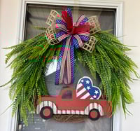 Patriotic Red Truck Wreath 