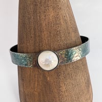 Image 2 of Hammered textured bangle with freshwater pearls