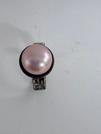 Image 2 of Blackened silver ring with large pink freshwater pearl 