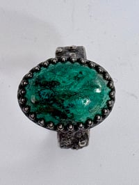 Image 2 of Blackened silver ring with a malachite cabochon 