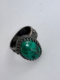 Image 4 of Blackened silver ring with a malachite cabochon 