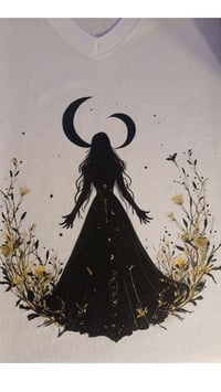 Woman's Witch/Moon V Neck T Shirt