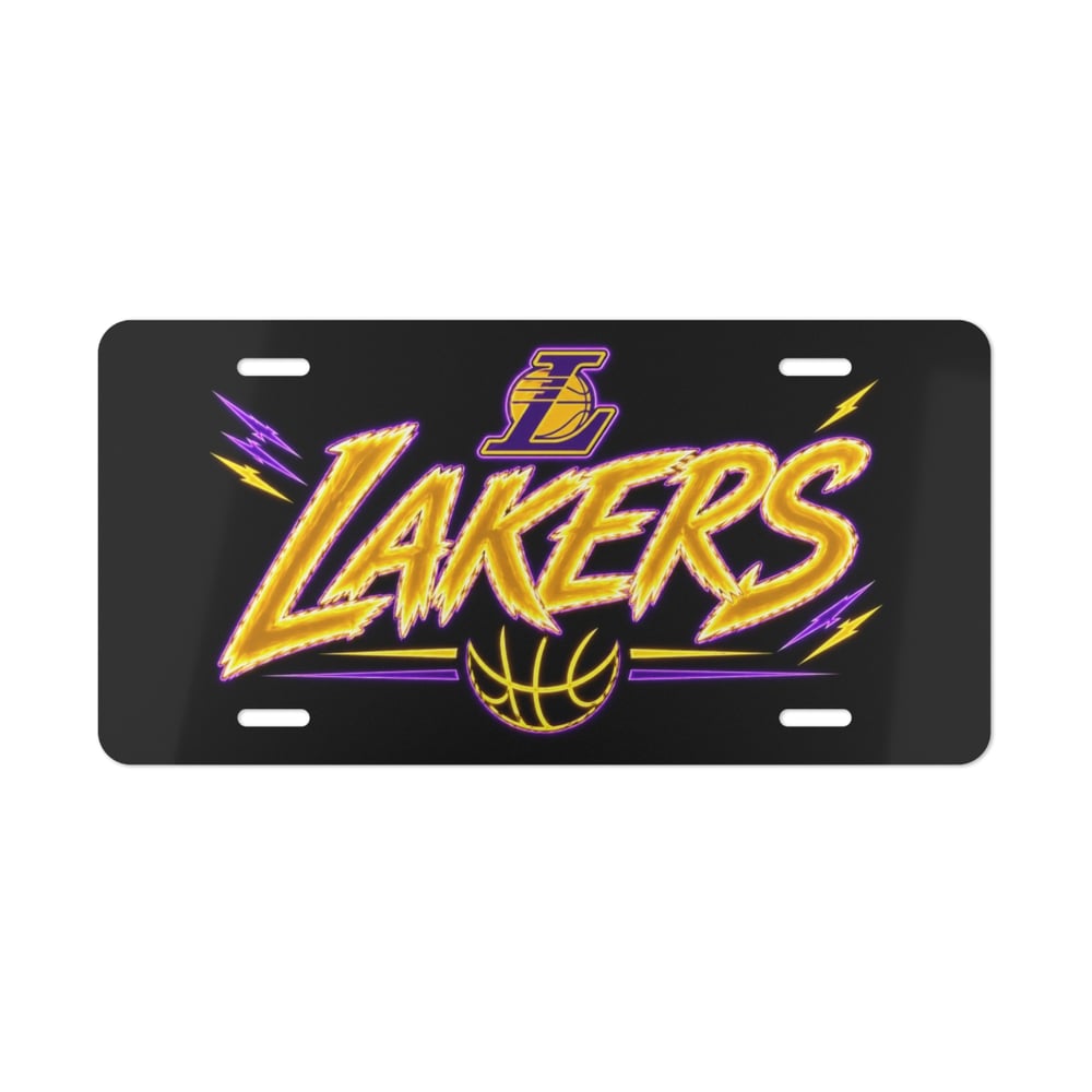 Image of Lakers Graphic Vanity Plate - Black Decorative License Plate