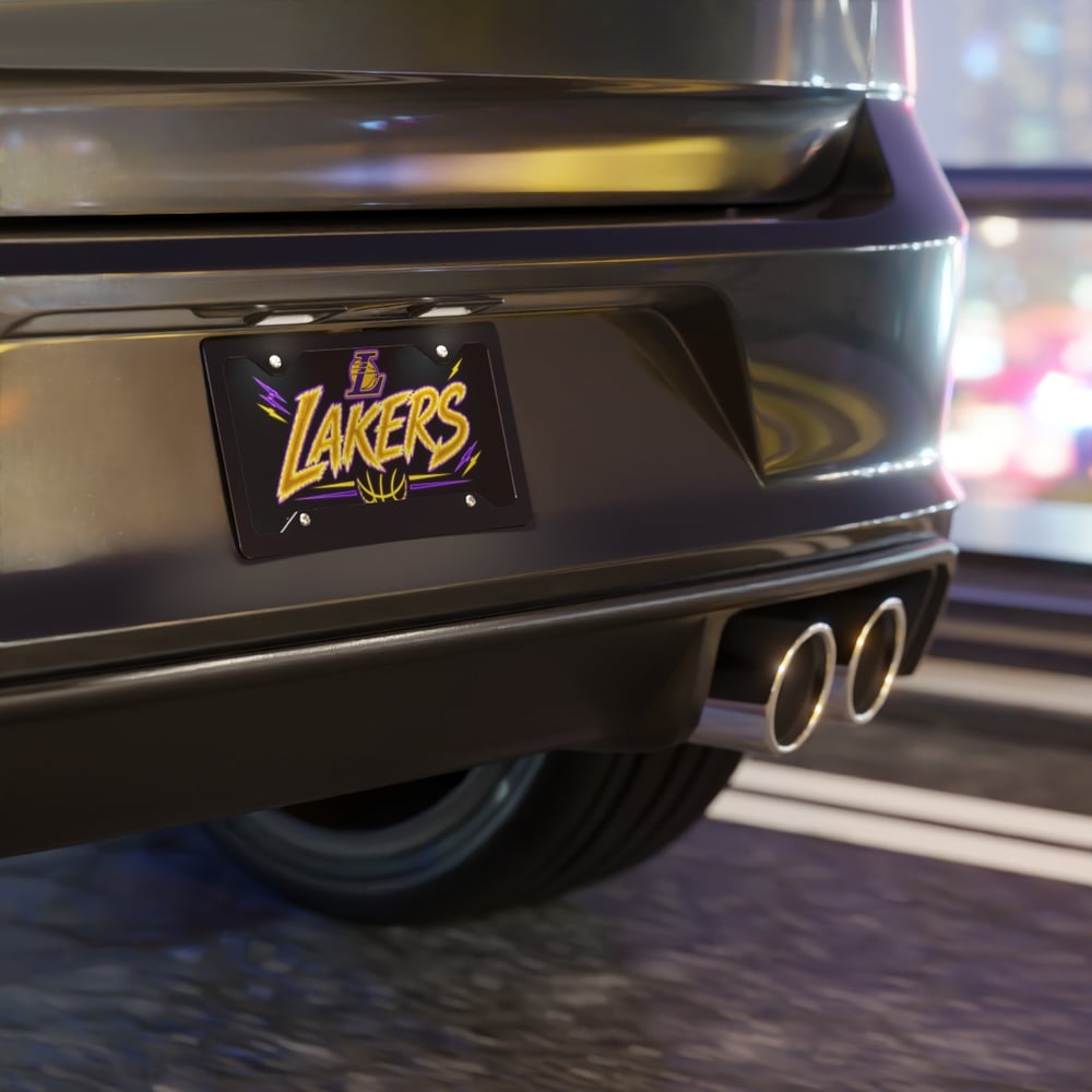 Image of Lakers Graphic Vanity Plate - Black Decorative License Plate