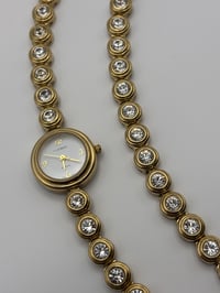 Image 1 of Vintage J. Laurent Rhinestone Watch & Tennis Bracelet Set