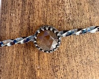 Image 3 of Blackened silver bangle with a rose cut Rutilated Quartz