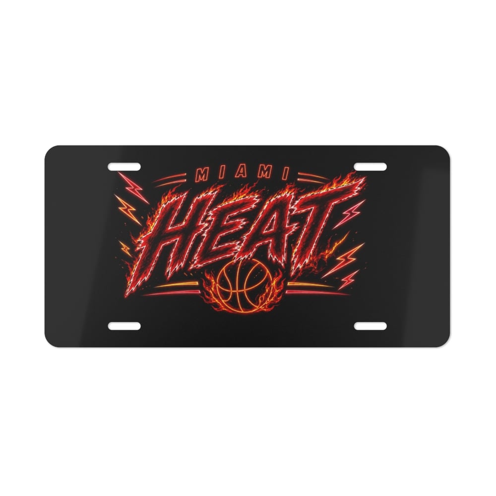 Image of Vanity Plate — Miami Heat Flaming Basketball License Tag