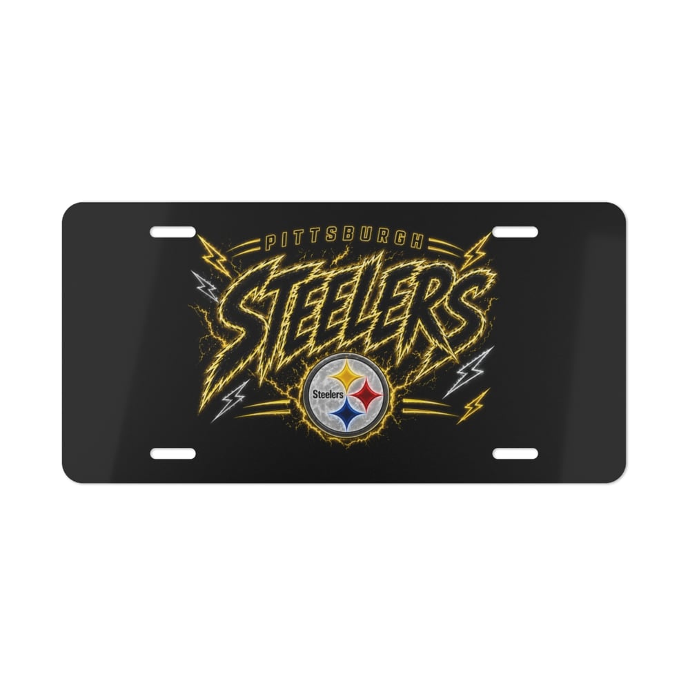 Image of Pittsburgh Steelers Lightning Vanity Plate - Metal License Plate