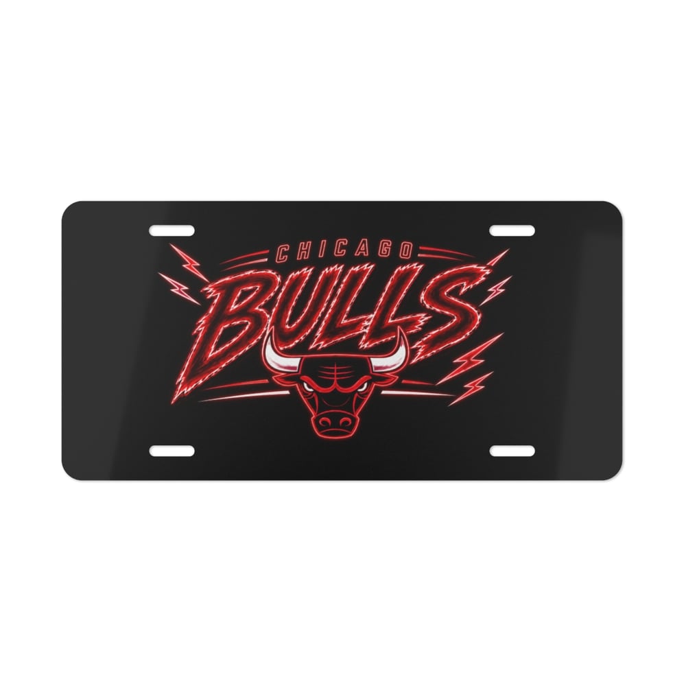 Image of Chicago Bulls Red Lightning Vanity Plate — License Plate Front Tag-9c351cb9