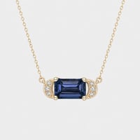 Blue Sapphire Crescent Necklace