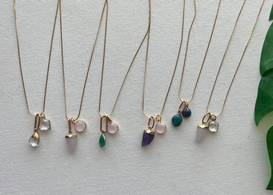 Image of GEM DRIP • Crystal Charm Necklace