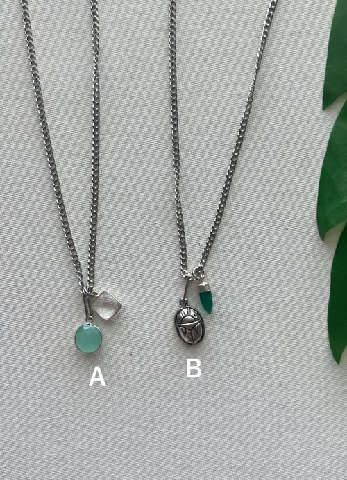 Image of GEM DRAM • Silver Crystal Charm Necklace