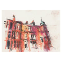 Image 1 of Hyndland Tenement, Postcard Sized Sketch - Charcoal and Soft Pastels on Paper 