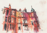 Image 2 of Hyndland Tenement, Postcard Sized Sketch - Charcoal and Soft Pastels on Paper 