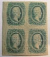 BLOCK OF FOUR ORIGINAL CONFEDERATE CIVIL WAR TEN-CENT STAMPS