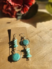 Image 4 of Asymmetrical Amazonite & Silver Artisan Earrings