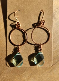 Image 1 of Aquamarine Teardrop Hoop Earrings