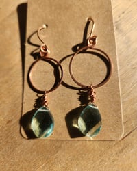Image 2 of Aquamarine Teardrop Hoop Earrings