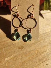 Image 4 of Aquamarine Teardrop Hoop Earrings