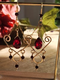 Image 1 of Red Garnet Handmade Dangle Earrings