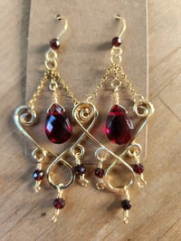 Image 2 of Red Garnet Handmade Dangle Earrings