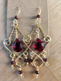 Image 3 of Red Garnet Handmade Dangle Earrings