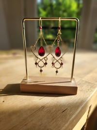 Image 4 of Red Garnet Handmade Dangle Earrings