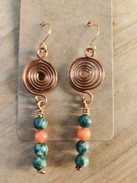 Image 1 of Copper Swirl Earrings with Aventurine & Agate