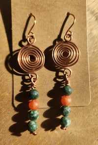 Image 2 of Copper Swirl Earrings with Aventurine & Agate