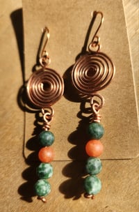 Image 3 of Copper Swirl Earrings with Aventurine & Agate