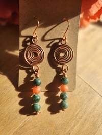 Image 4 of Copper Swirl Earrings with Aventurine & Agate