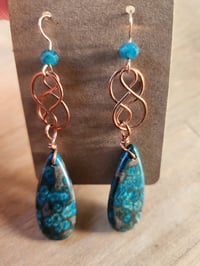 Image 2 of Sea Sediment Jasper & Apatite Teardrop Earrings