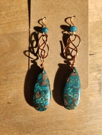 Image 5 of Sea Sediment Jasper & Apatite Teardrop Earrings