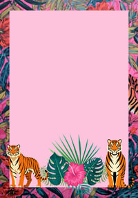 Digital Download Trending Pink Tiger Notepad Page, printable stationery, notes