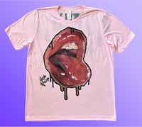 Image 1 of “MIND YOUR MOUTH” CUSTOM PAINTED T-SHIRT XL