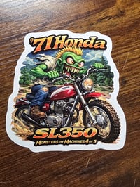 1971 Honda SL350 9x9cm Durable Die-Cut Vinyl Sticker Series Number 4 of 5