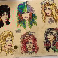 Image 2 of 1991 Offical Tattoo brand production sheet lady heads 