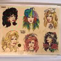 Image 1 of 1991 Offical Tattoo brand production sheet lady heads 