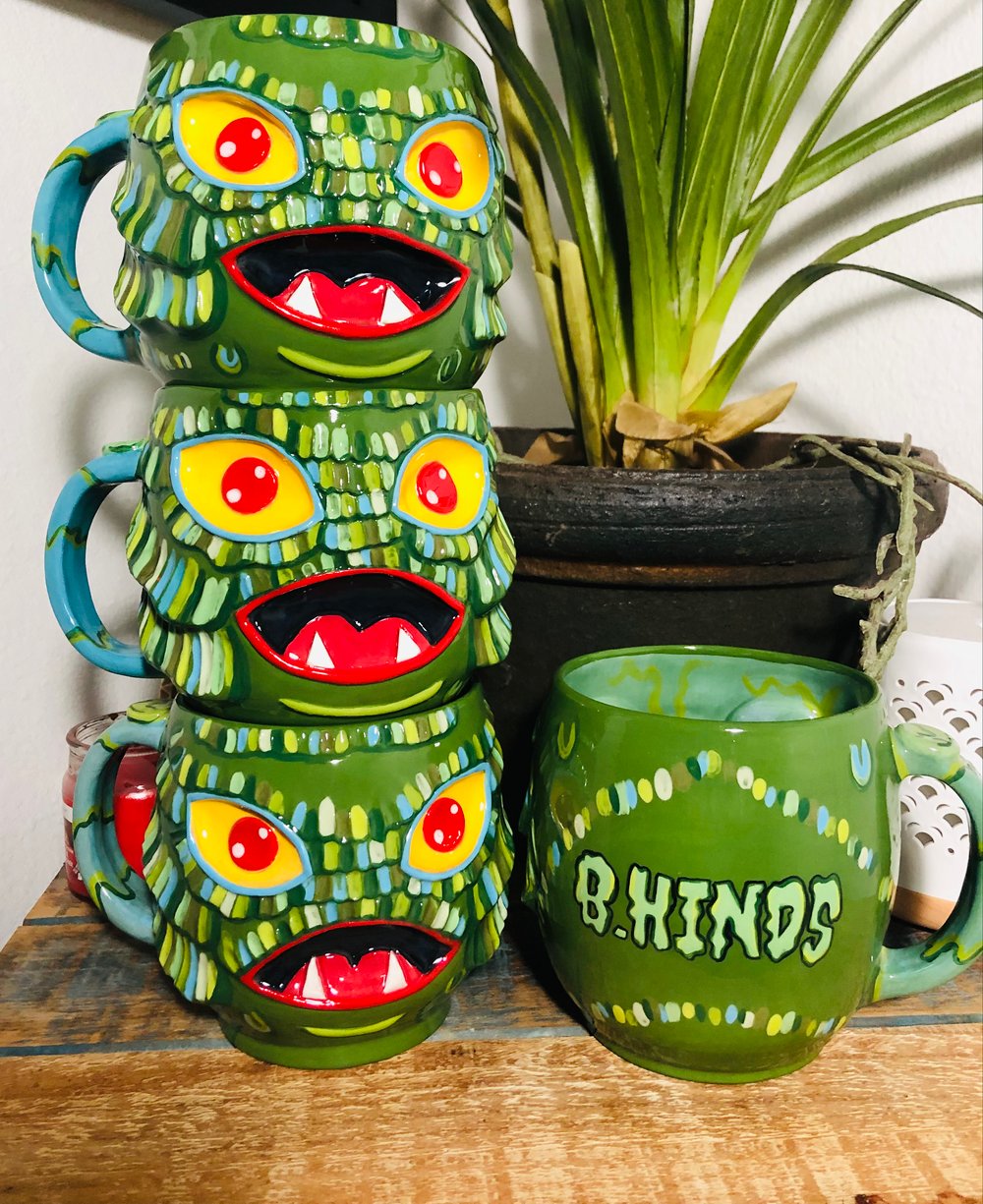 Image of 4 Custom order Creature mugs