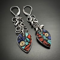 Image 1 of Jasper/Lapis/Turqioise Leaf Earrings
