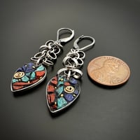 Image 2 of Jasper/Lapis/Turqioise Leaf Earrings