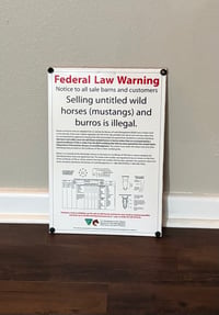 Image 1 of Vintage (ca. 1970s) American (Polyvinyl) Federal Warning Sign - Selling Untitled Animals