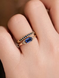Image 2 of Blue Sapphire Crescent Ring
