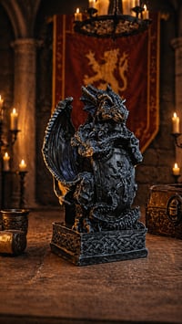 Image 1 of 👑The Armored Kingdom Draconian Shield Guardian of the Realm Dragon Statue-Durable-Decor